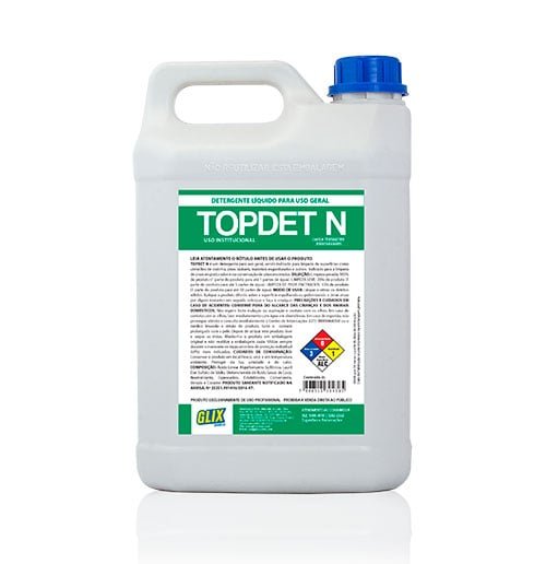 Galão de 5 litros do Detergente Neutro Concentrado TOPDET N, da GLIX